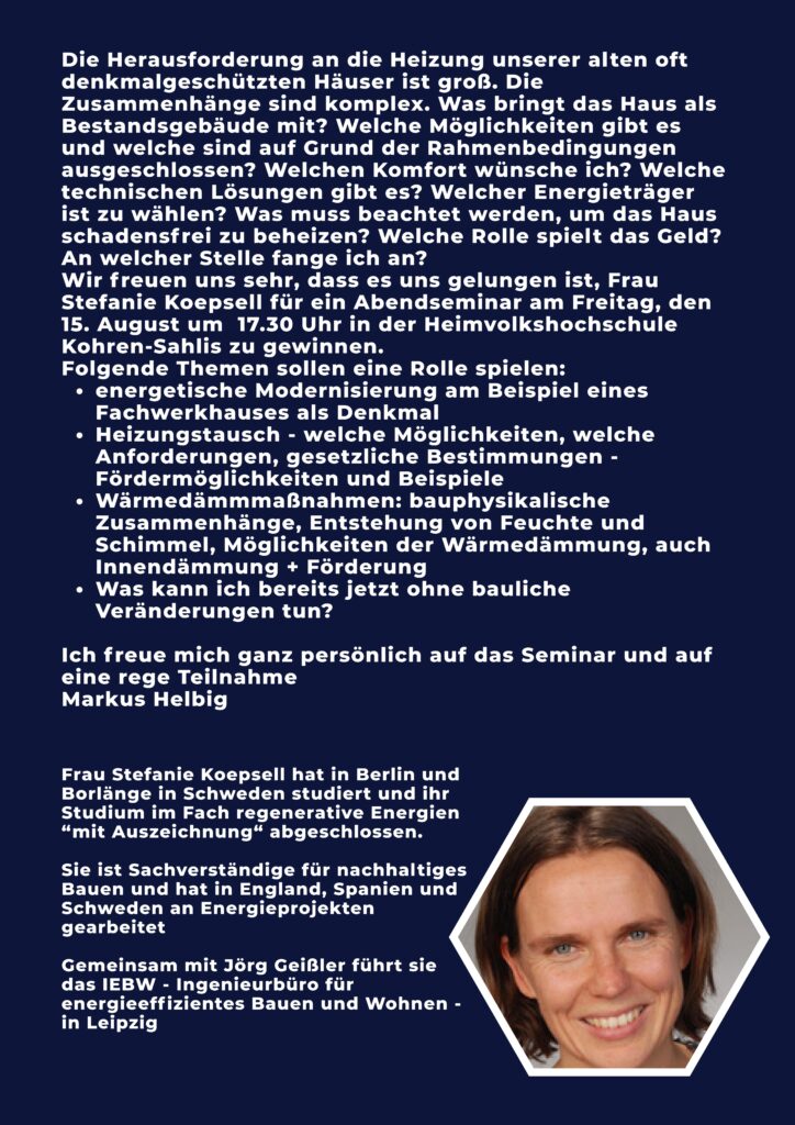 Beschreibung Seminar Heizen in alten Gebäuden