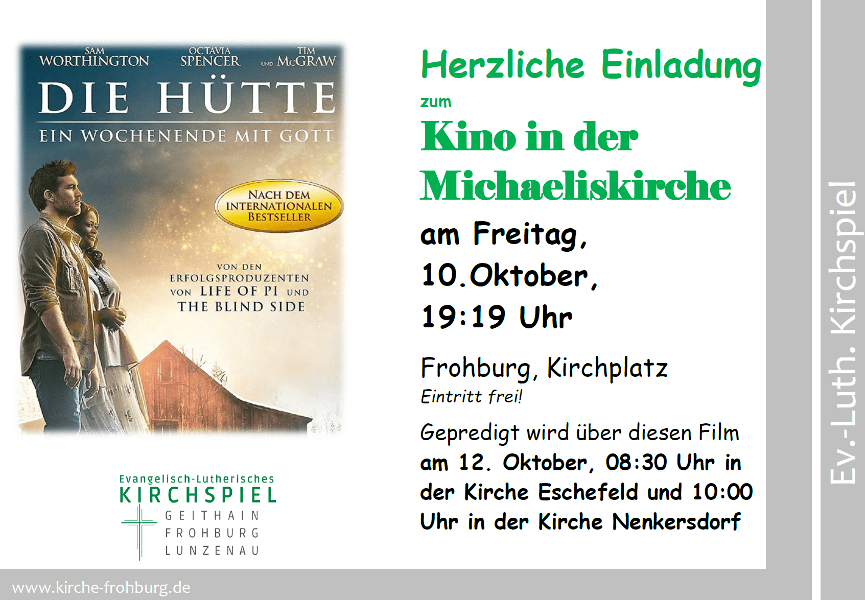 „Kino in der Kirche“ – 10.Oktober – 19:19 Uhr – St.Michaeliskirche – Frohburg